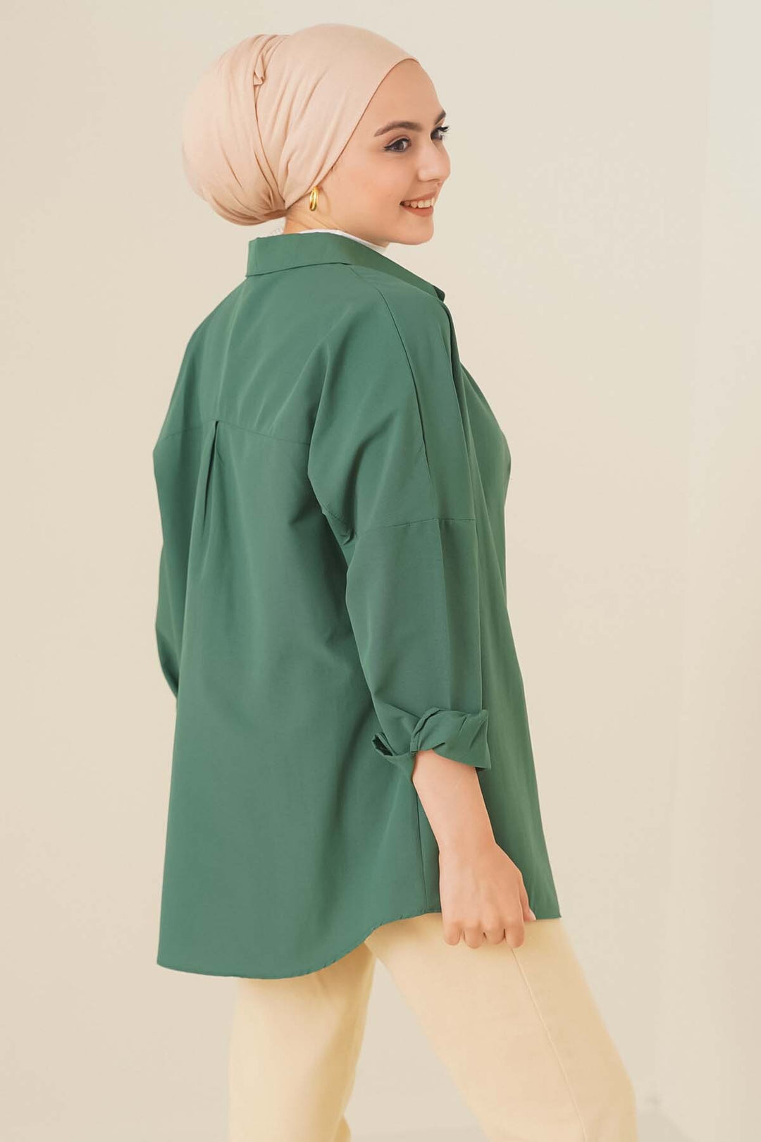 BGD Women Oversize Basic Hijab Shirt - Emerald Green - Avondale