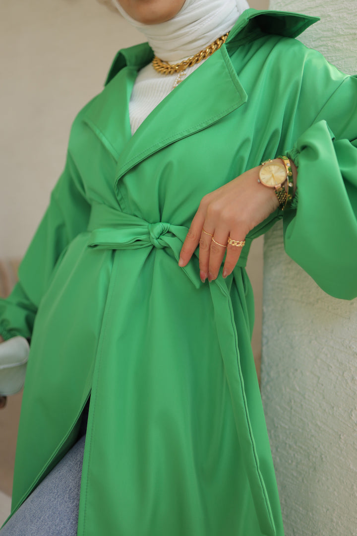 BNG Women Belted Trench Coat Green - Clermont