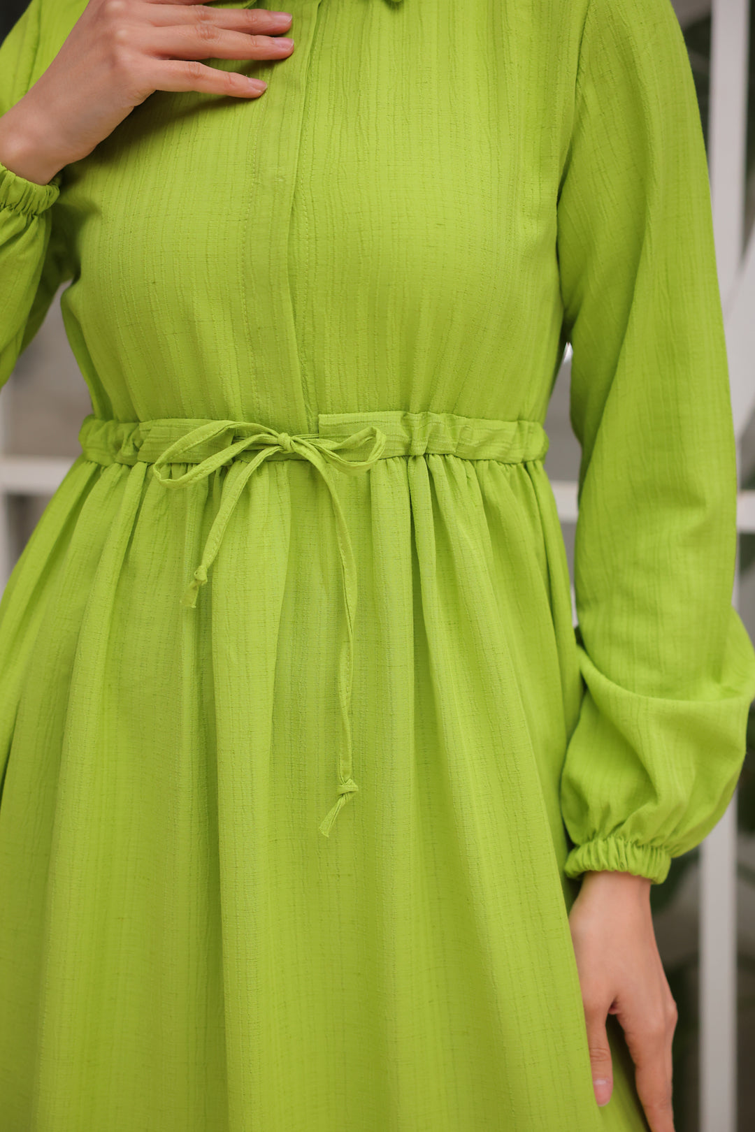 BNG Women Green Dress with Belted Ruffles - Clermont