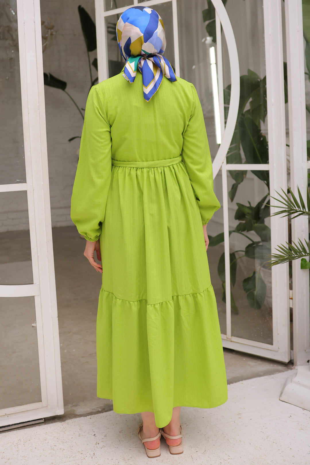 BNG Women Green Dress with Belted Ruffles - Clermont