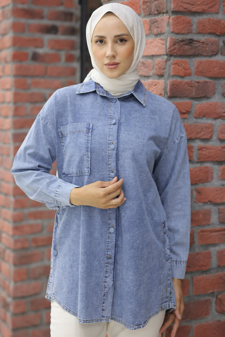 BNG Women Denim Shirt Blue - Clermont