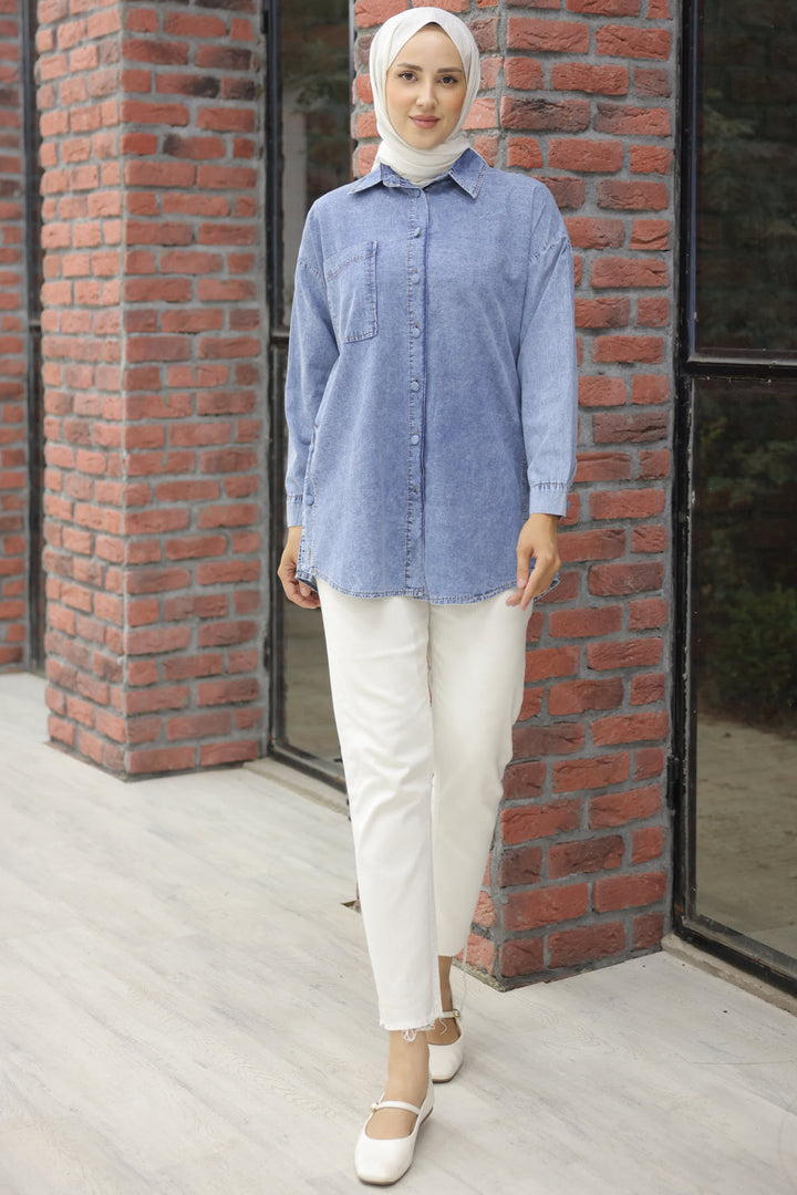 BNG Women Denim Shirt Blue - Clermont