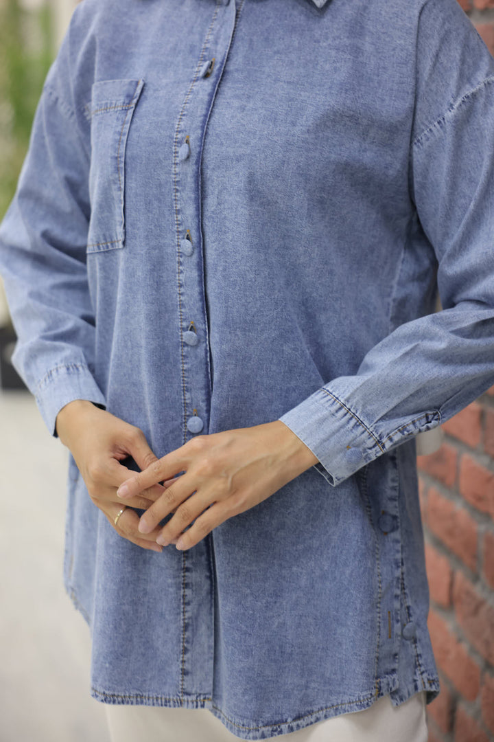 BNG Women Denim Shirt Blue - Clermont