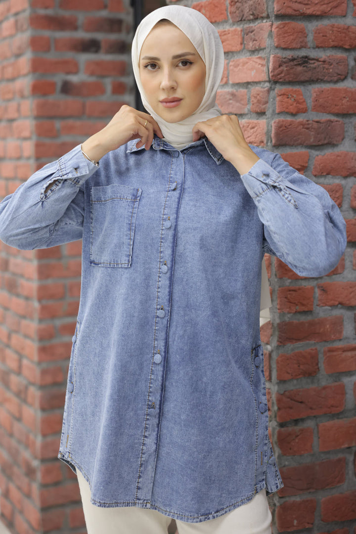 BNG Women Denim Shirt Blue - Clermont