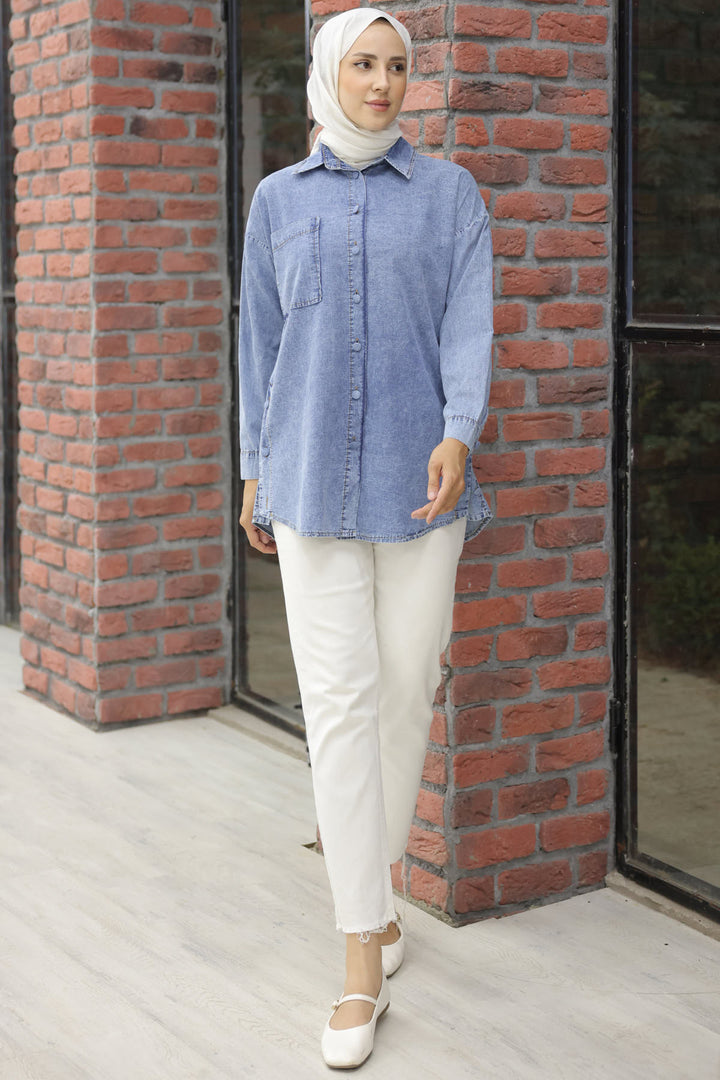 BNG Women Denim Shirt Blue - Clermont