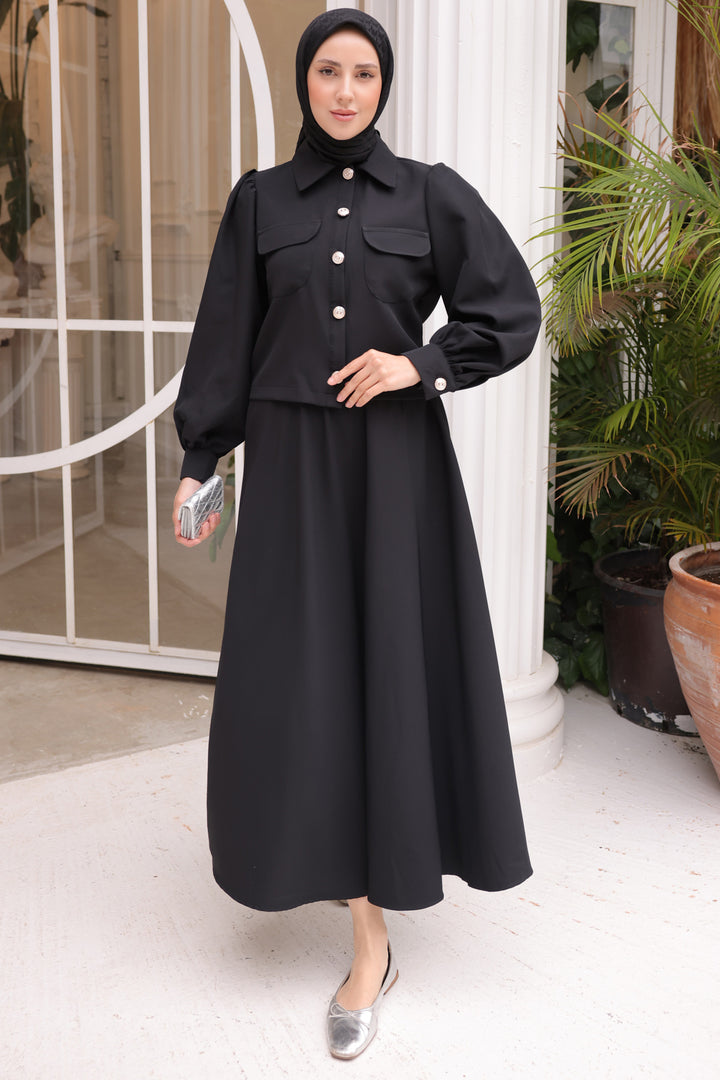 BNG Women Woman Skirted Hijab Suit 2091 Black - Clermont