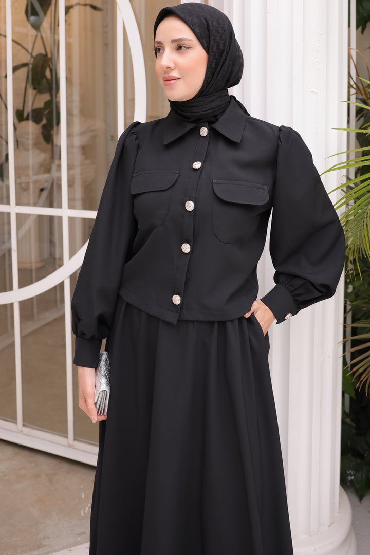 BNG Women Woman Skirted Hijab Suit 2091 Black - Clermont