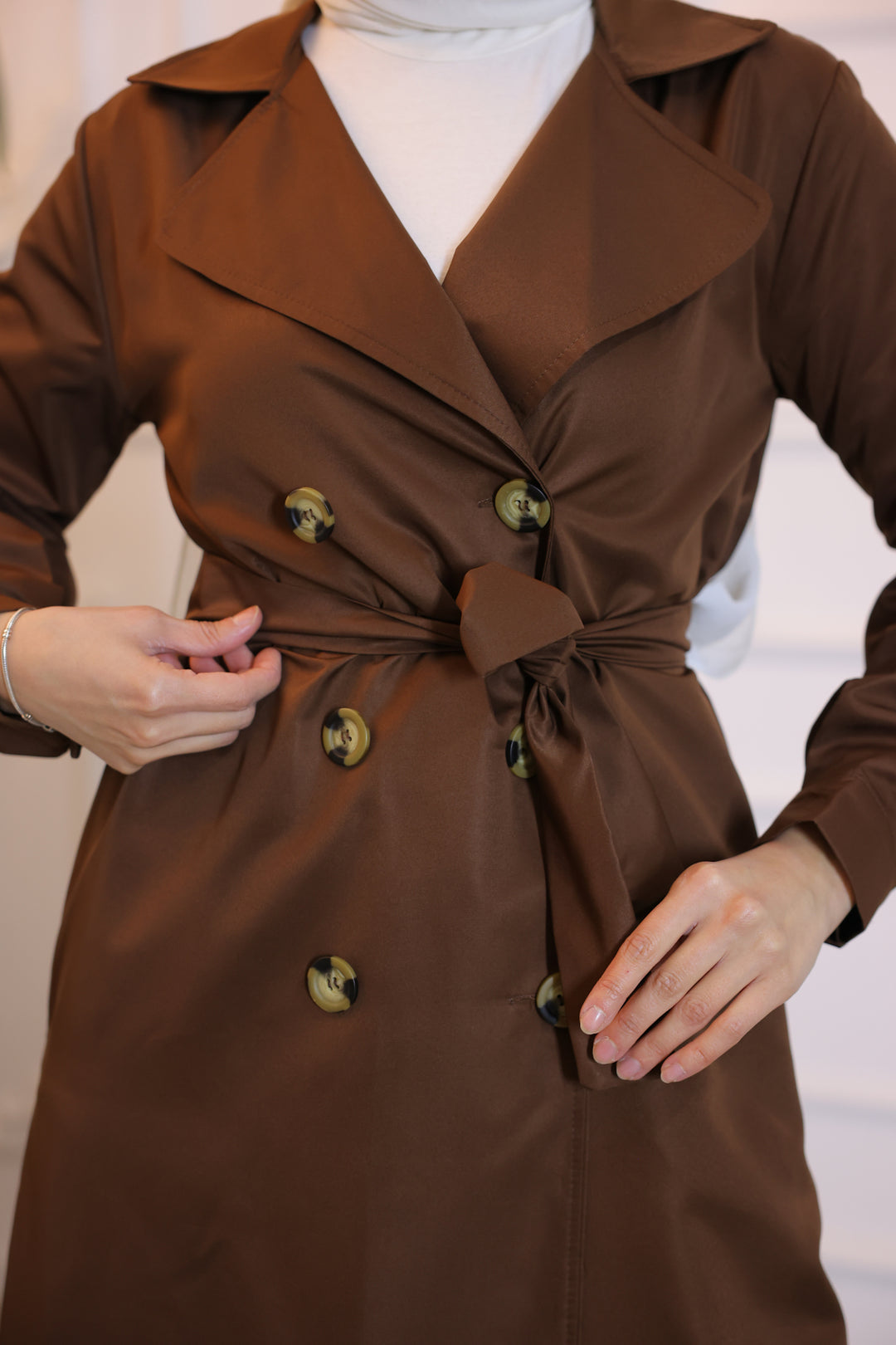 BNG Women Brown Trench Coat for Modest Wear - Clermont