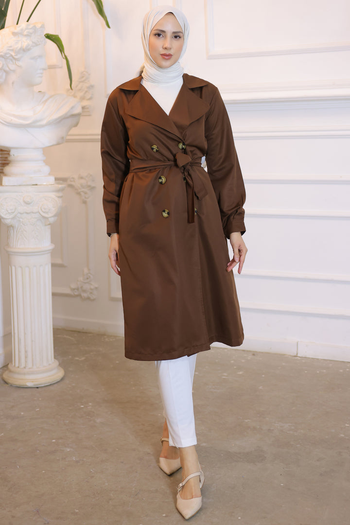 BNG Women Brown Trench Coat for Modest Wear - Clermont