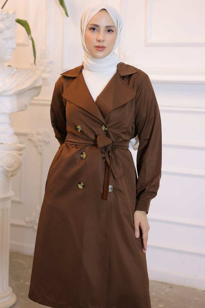 BNG Women Brown Trench Coat for Modest Wear - Clermont