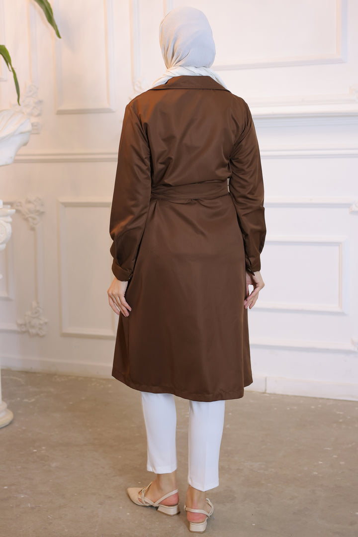 BNG Women Brown Trench Coat for Modest Wear - Clermont