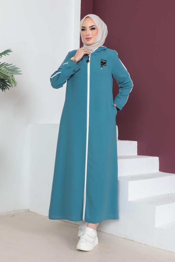 BNG Women Detailed Hijab Abaya in Mint Green - Clermont