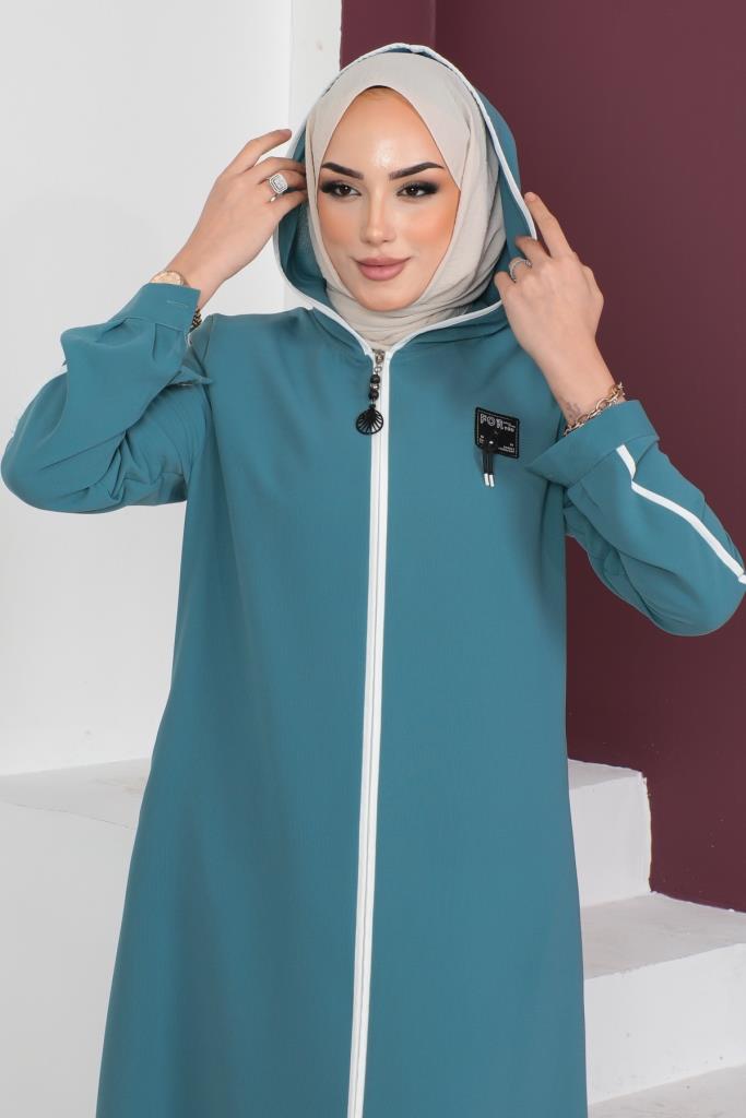 BNG Women Detailed Hijab Abaya in Mint Green - Clermont