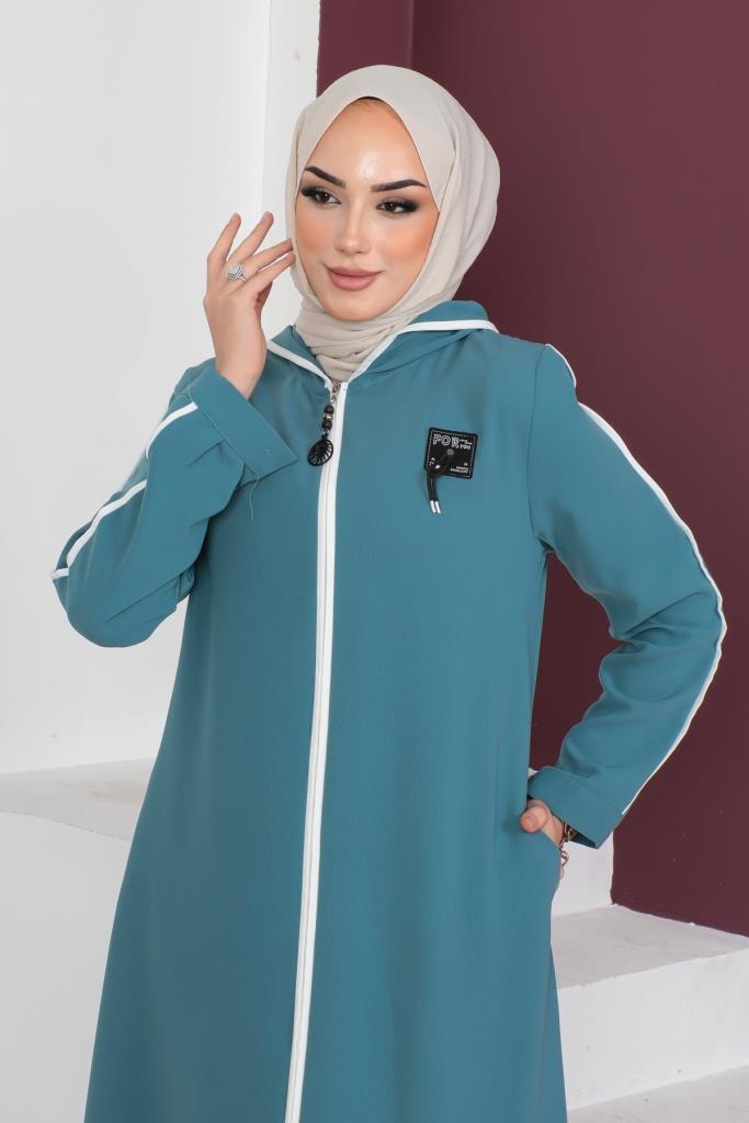 BNG Women Detailed Hijab Abaya in Mint Green - Clermont