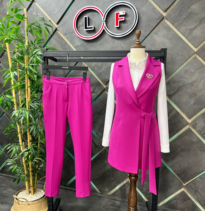 NDL Women Women's Suit with Vest in Fuchsia - Wallsend