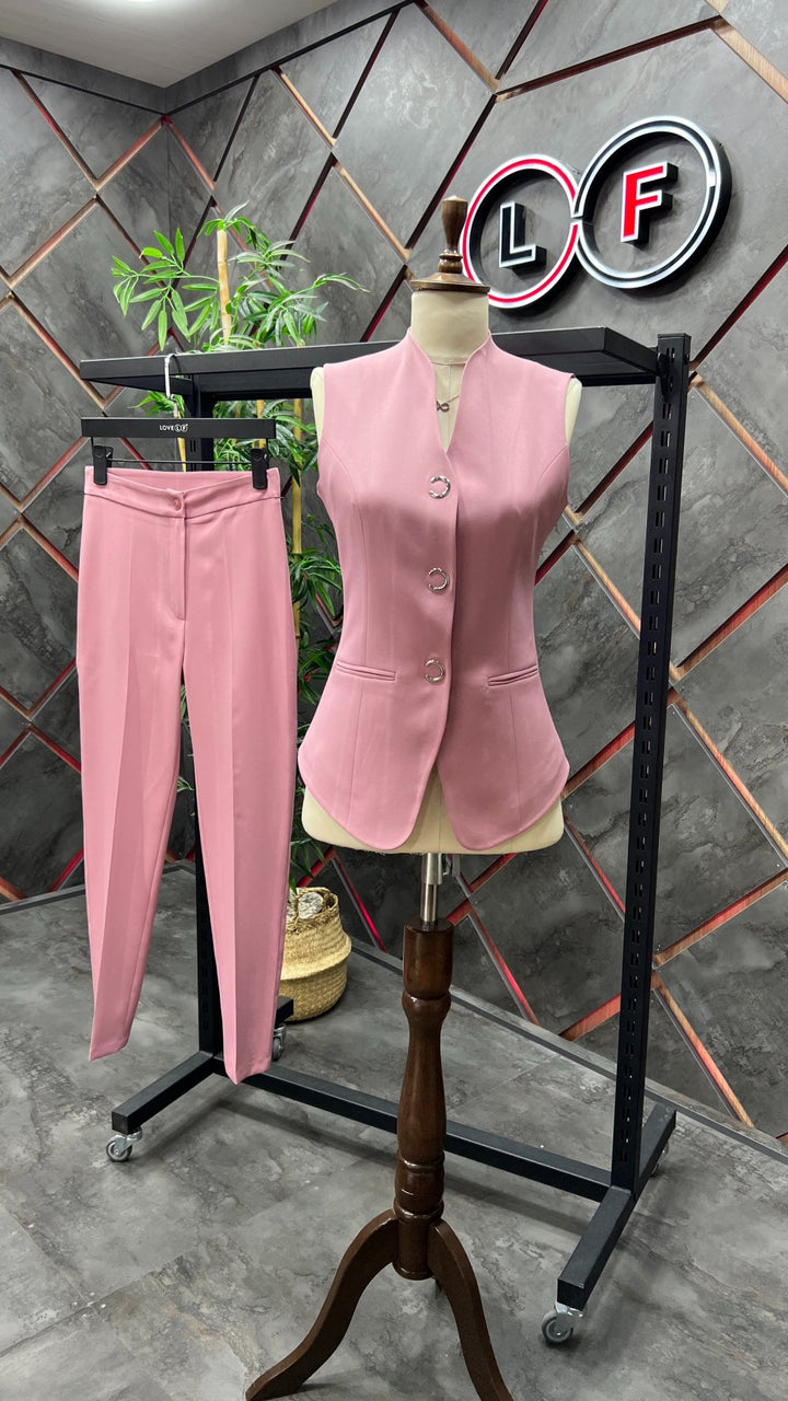 NDL Women Snap Fastener Vest بدلة امرأة وردي وردي - Ingelheim