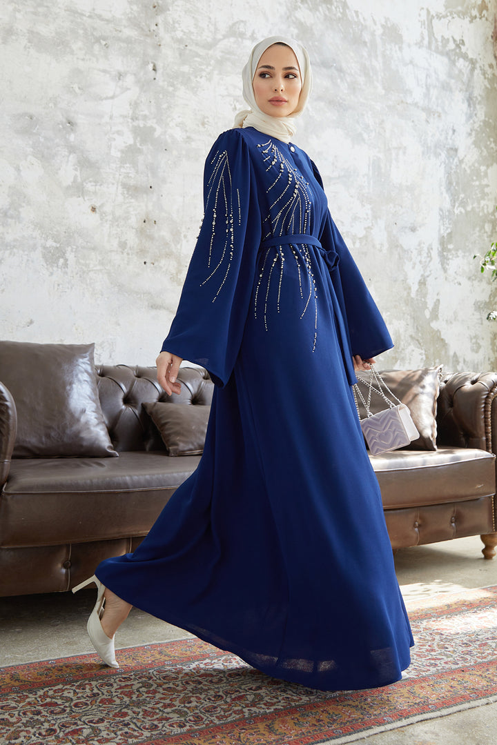 ZRF Women Viona Stone-Embellished Abaya - Indigo - Nizhyn