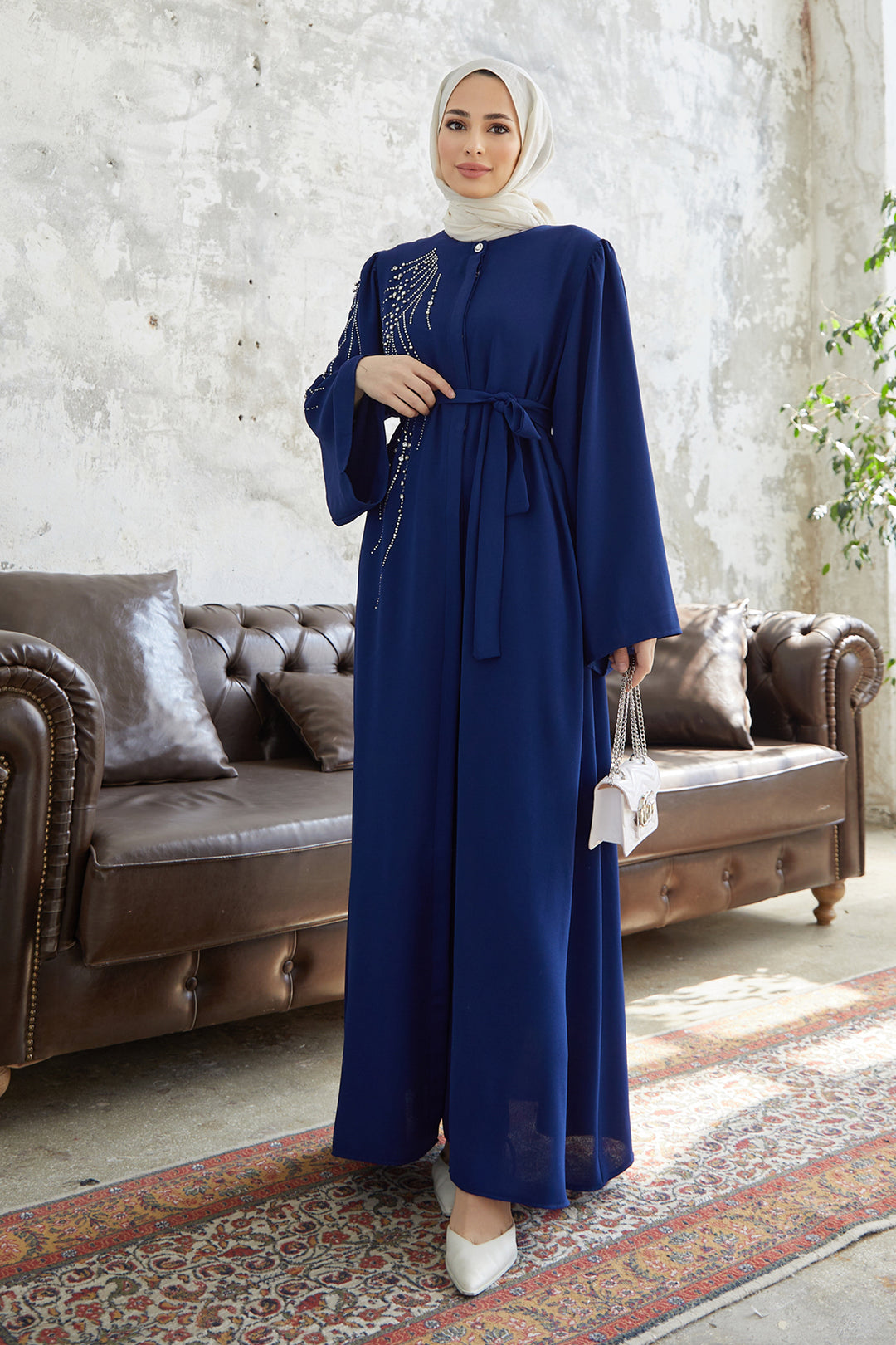 ZRF Women Viona Stone-Embellished Abaya - Indigo - Nizhyn