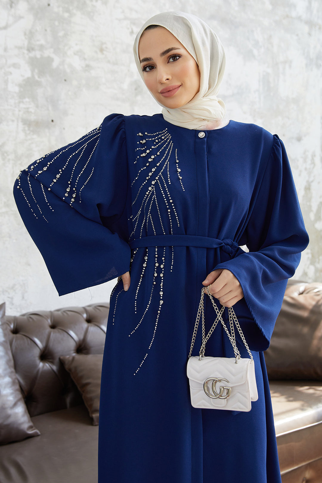 ZRF Women Viona Stone-Embellished Abaya - Indigo - Nizhyn