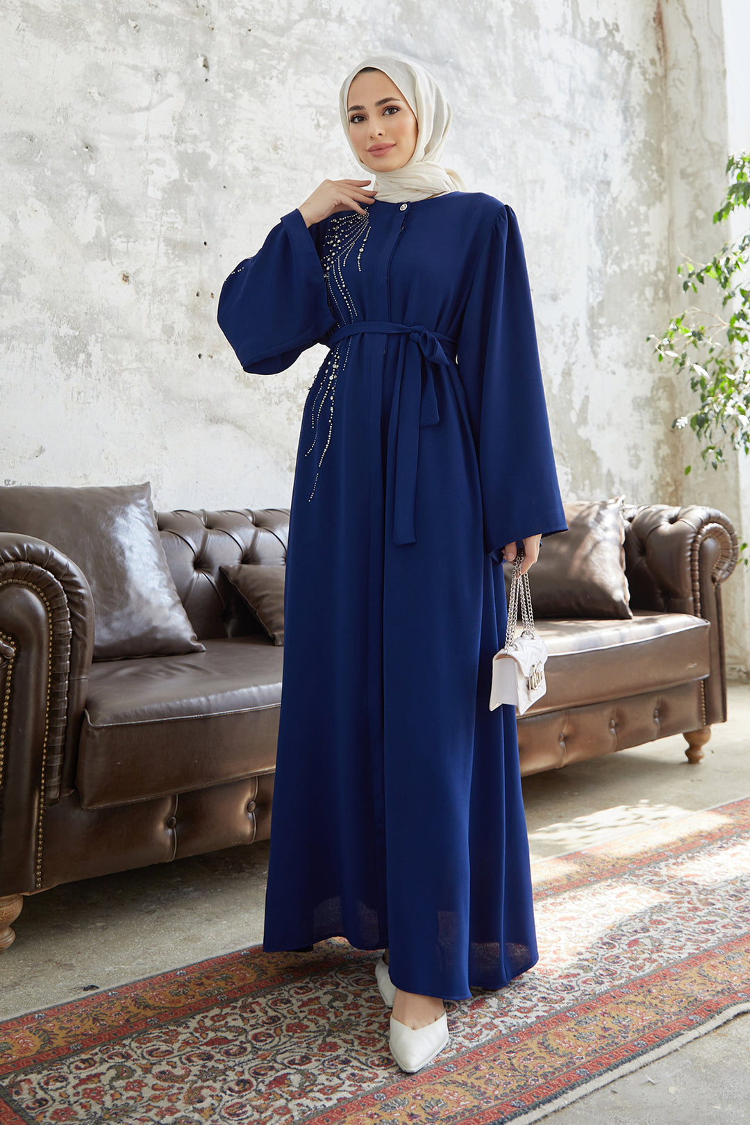 ZRF Women Viona Stone-Embellished Abaya - Indigo - Nizhyn