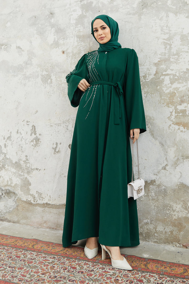 ZRF Women Viona Stone-Embellished Abaya - Emerald - Échirolles