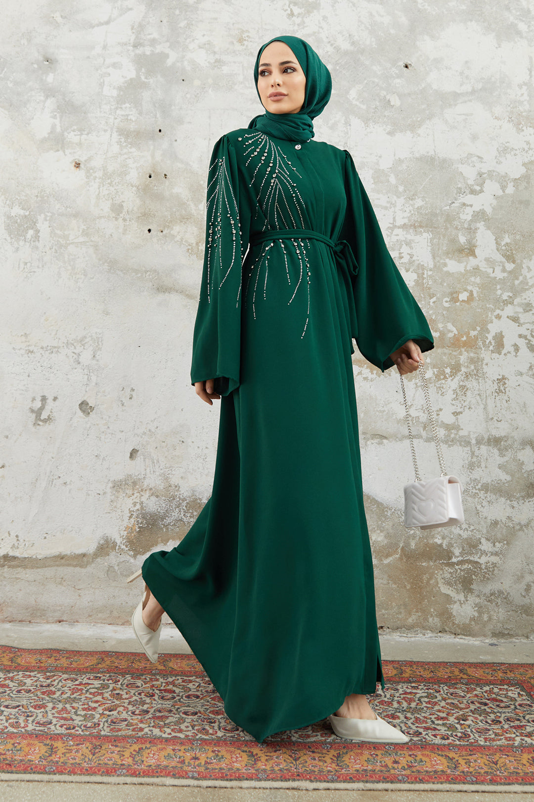 ZRF Women Viona Stone-Embellished Abaya - Emerald - Échirolles