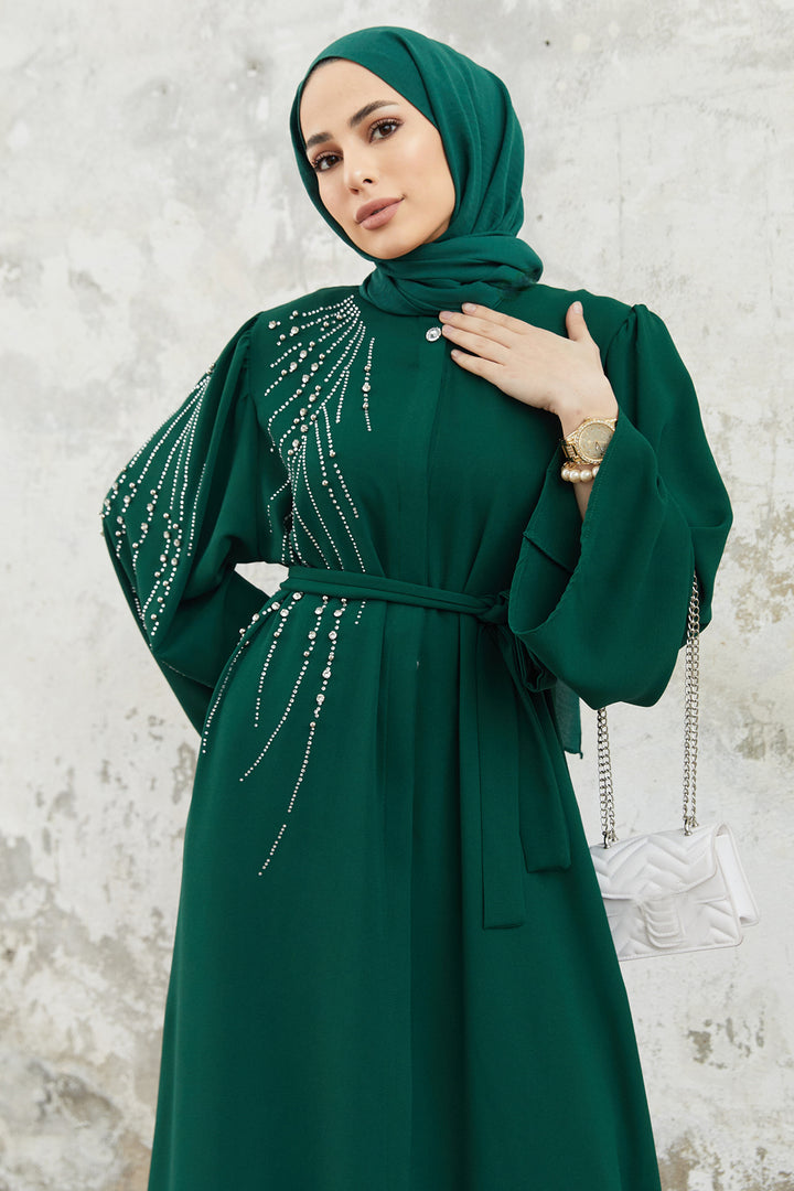 ZRF Women Viona Stone-Embellished Abaya - Emerald - Échirolles