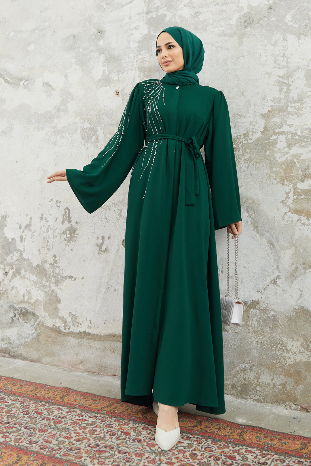 ZRF Women Viona Stone-Embellished Abaya - Emerald - Échirolles