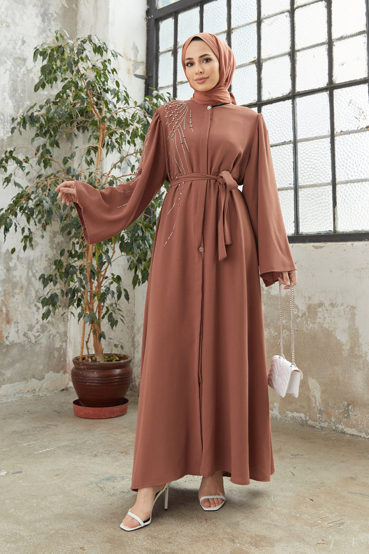 ZRF Women Viona Stone-Embellished Abaya - Camel - Cagliari