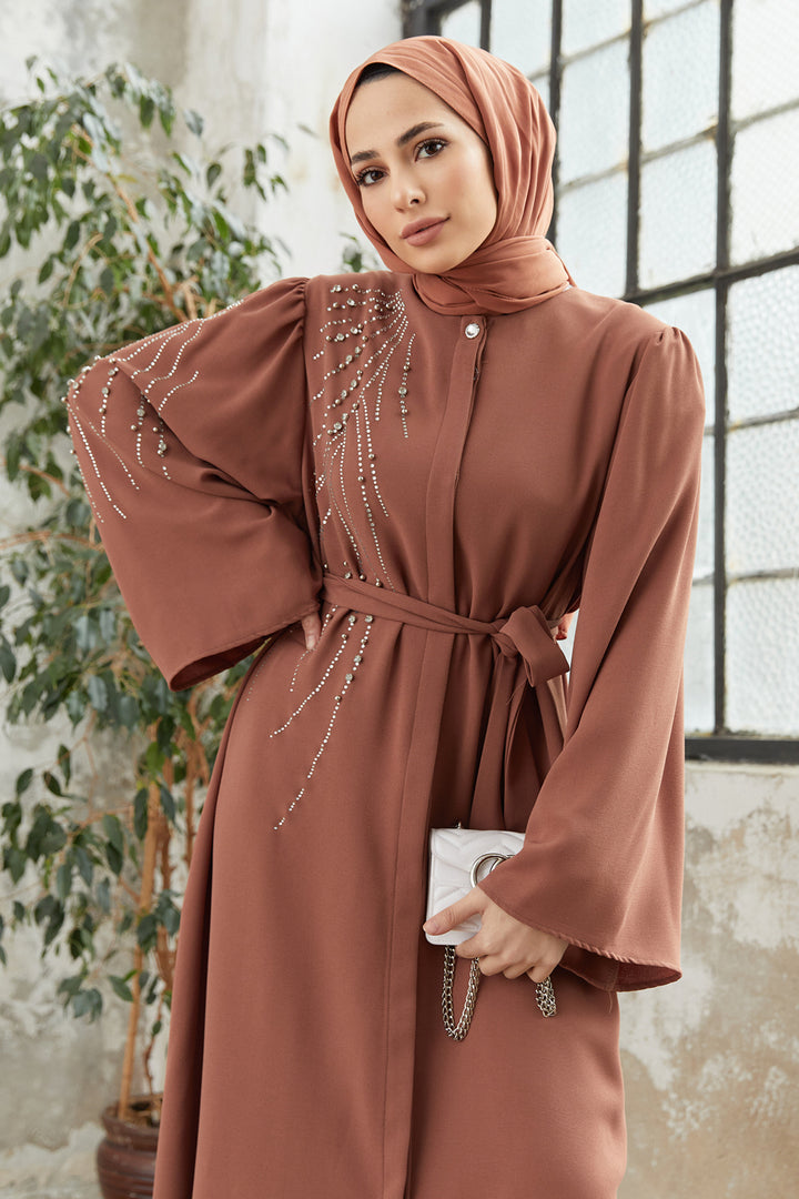 ZRF Women Viona Stone-Embellished Abaya - Camel - Cagliari