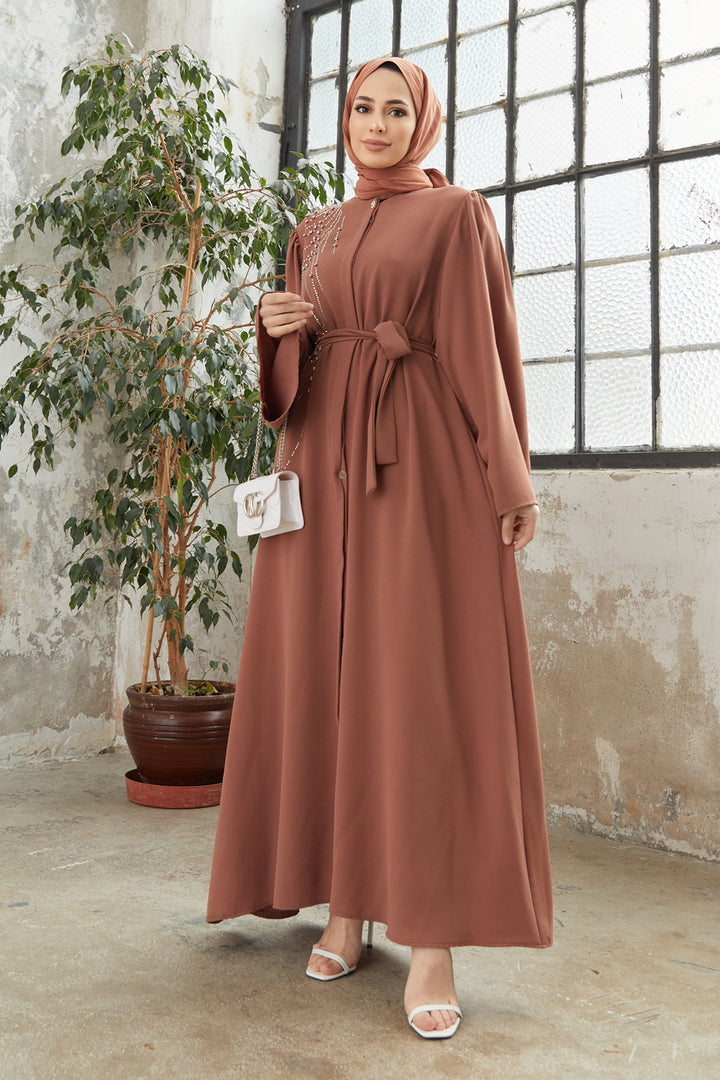 ZRF Women Viona Stone-Embellished Abaya - Camel - Cagliari