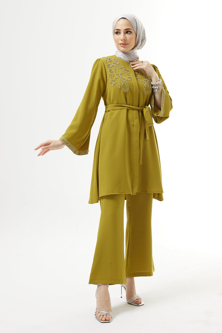 ZRF Women Mona Tunic Pants Set - Olive Green - Leer