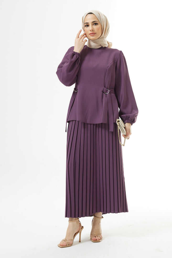 ZRF Women Pleated Skirt Suit - Lilac - Târgovişte