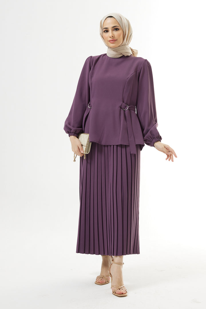 ZRF Women Pleated Skirt Suit - Lilac - Târgovişte