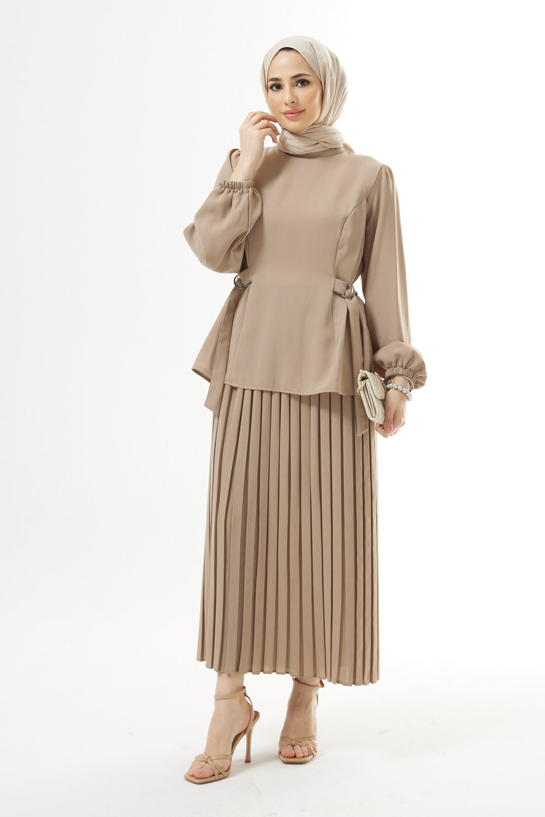 ZRF Women Pleated Skirt Suit - Beige - St. Thomas