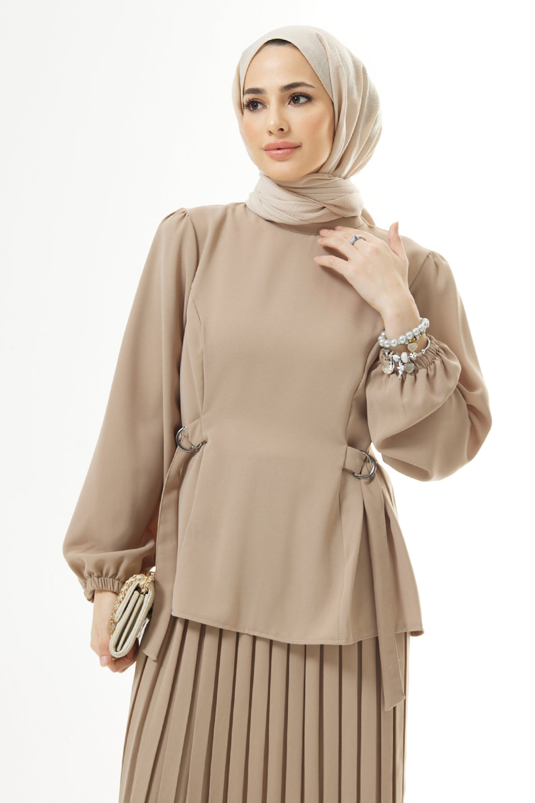 ZRF Women Pleated Skirt Suit - Beige - St. Thomas