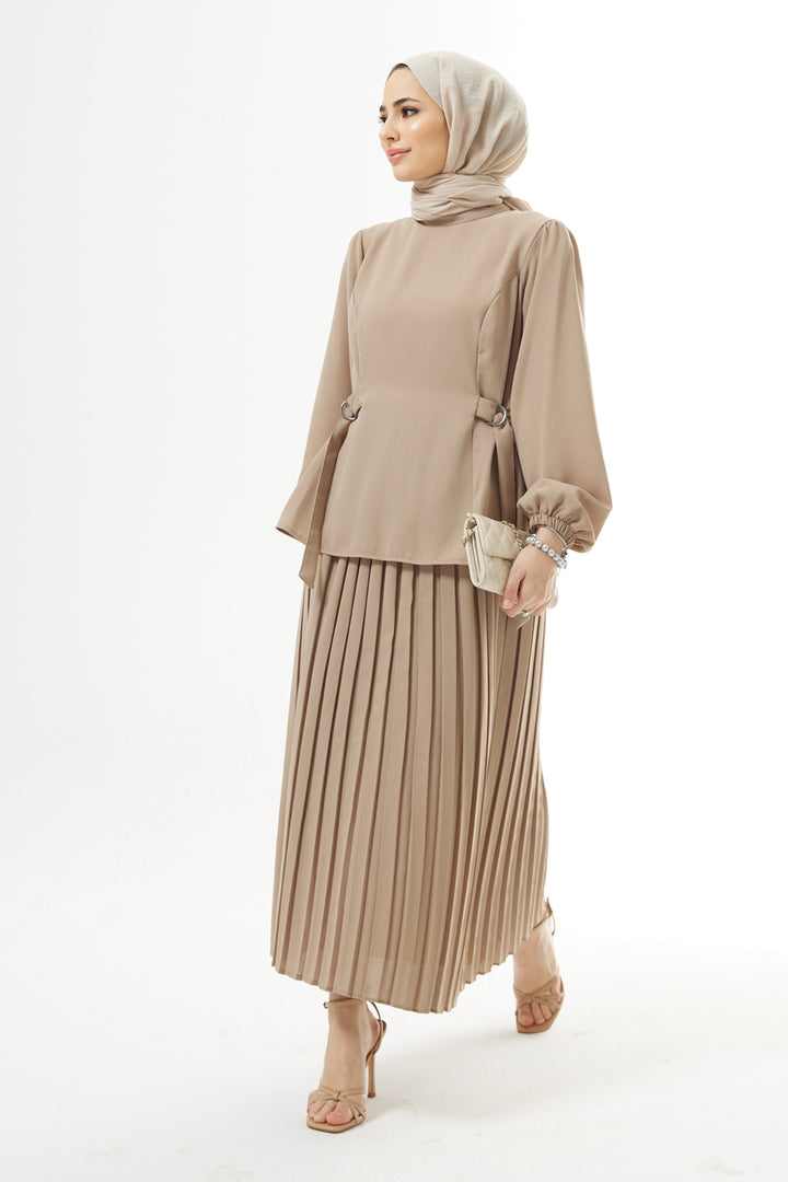 ZRF Women Pleated Skirt Suit - Beige - St. Thomas