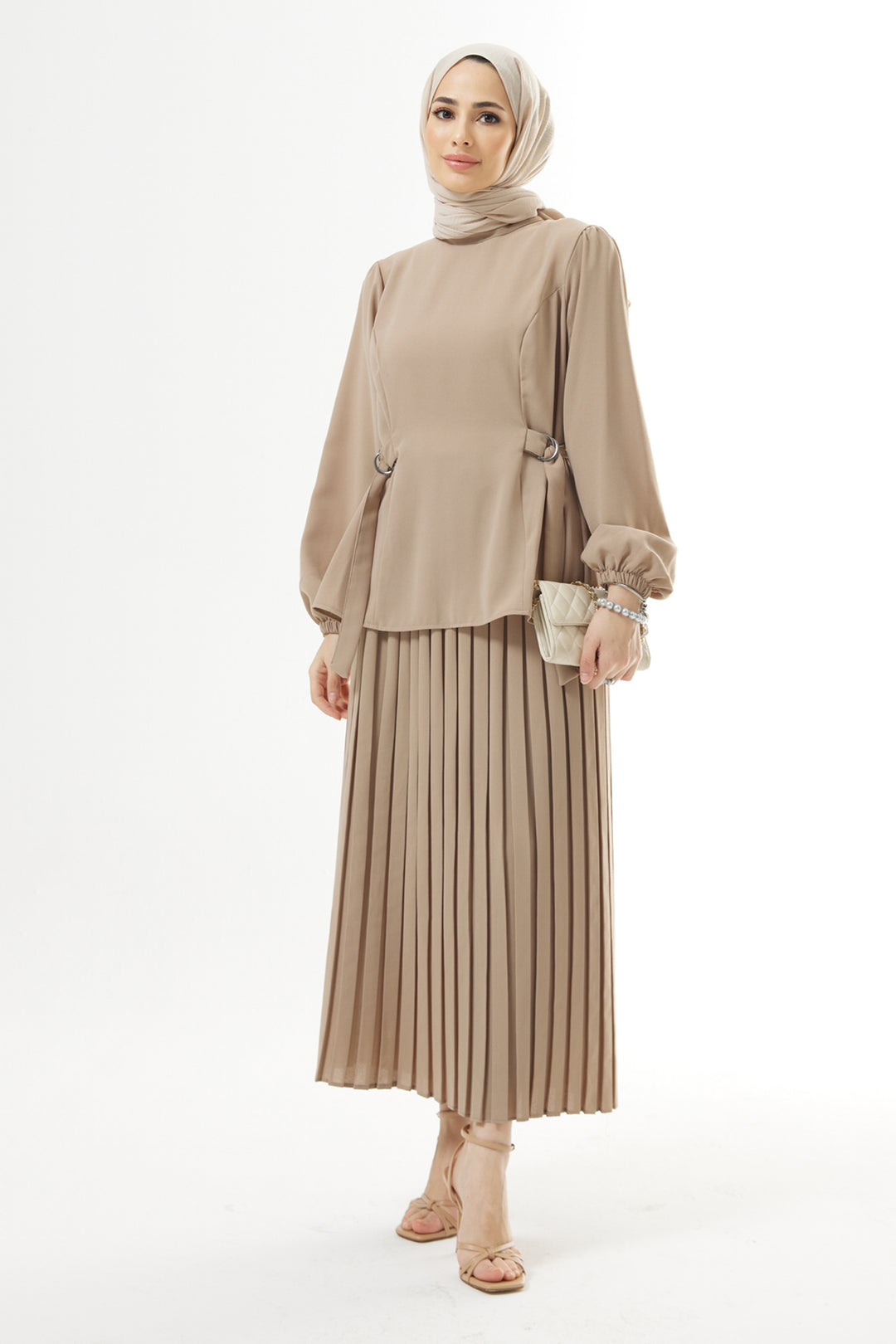 ZRF Women Pleated Skirt Suit - Beige - St. Thomas