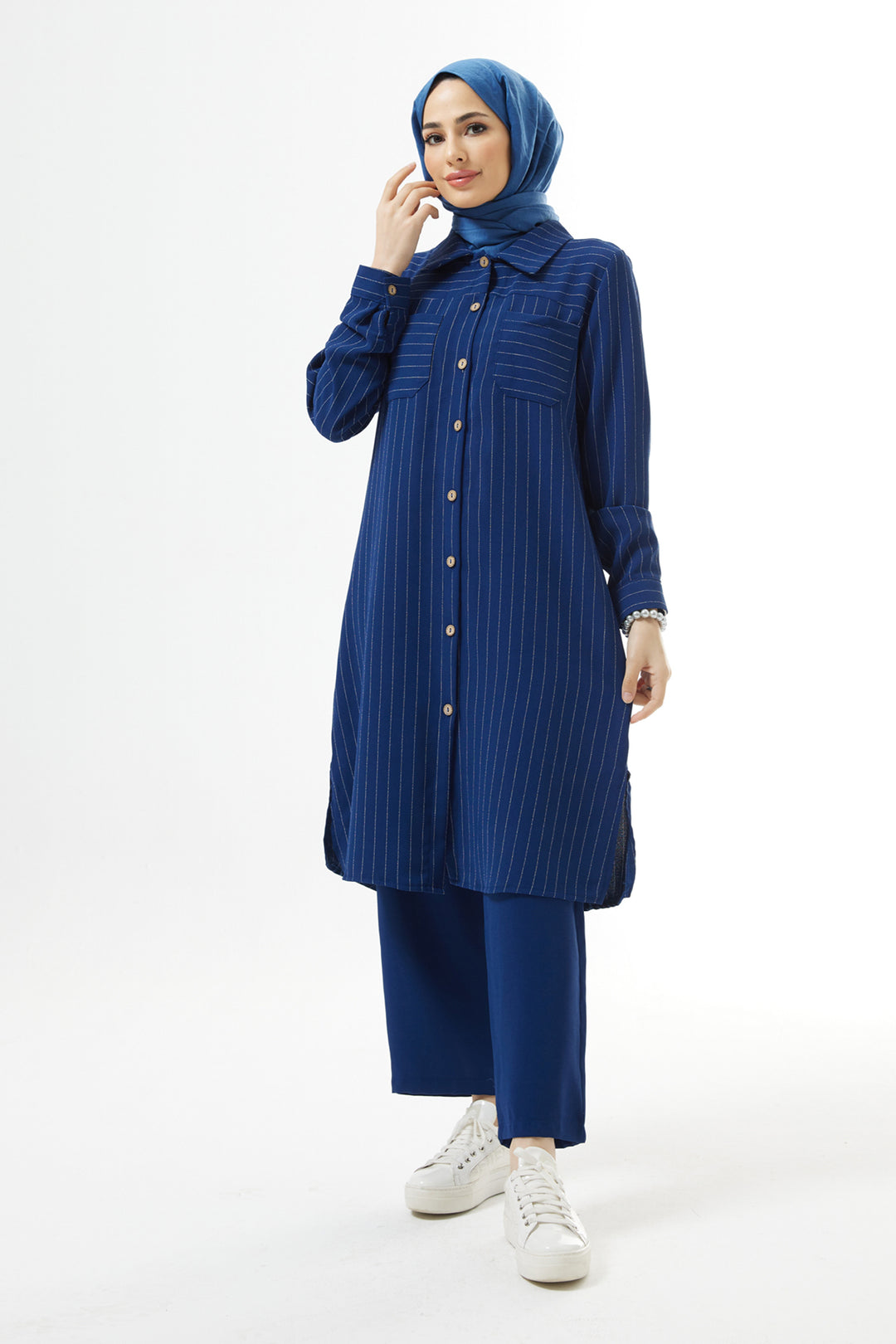 ZRF Women Striped Tunic Pants Set - Indigo - Galátsi