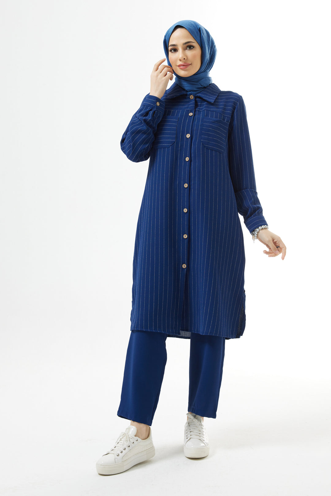 ZRF Women Striped Tunic Pants Set - Indigo - Galátsi