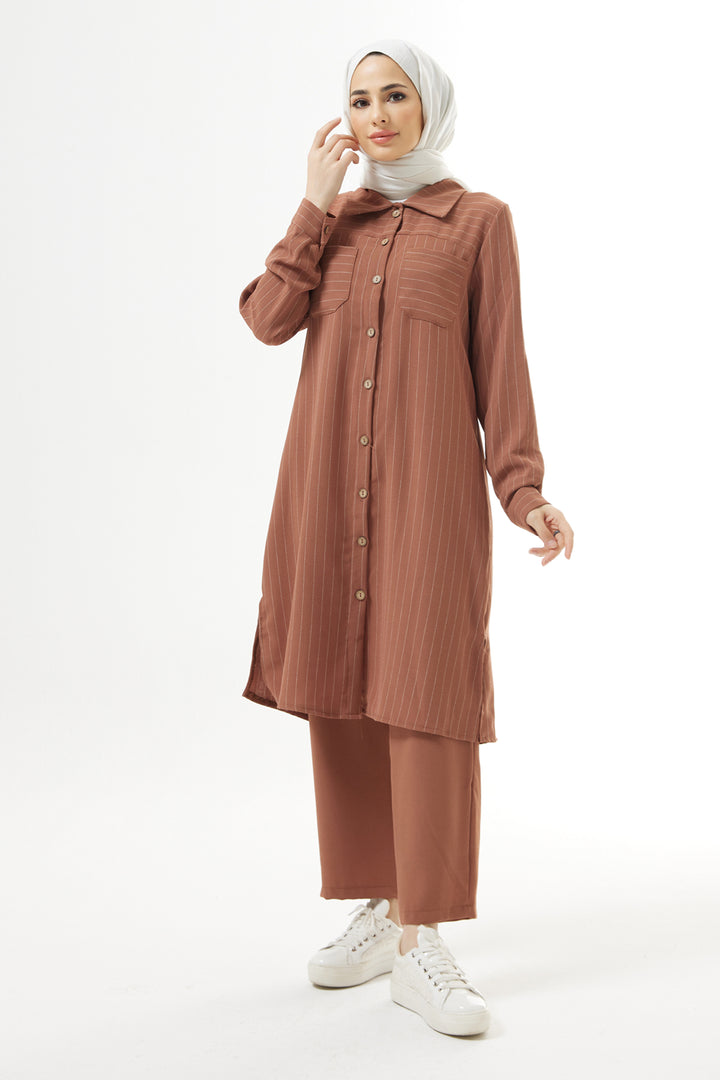 ZRF Women Striped Tunic Pants Set - Camel - Warwick