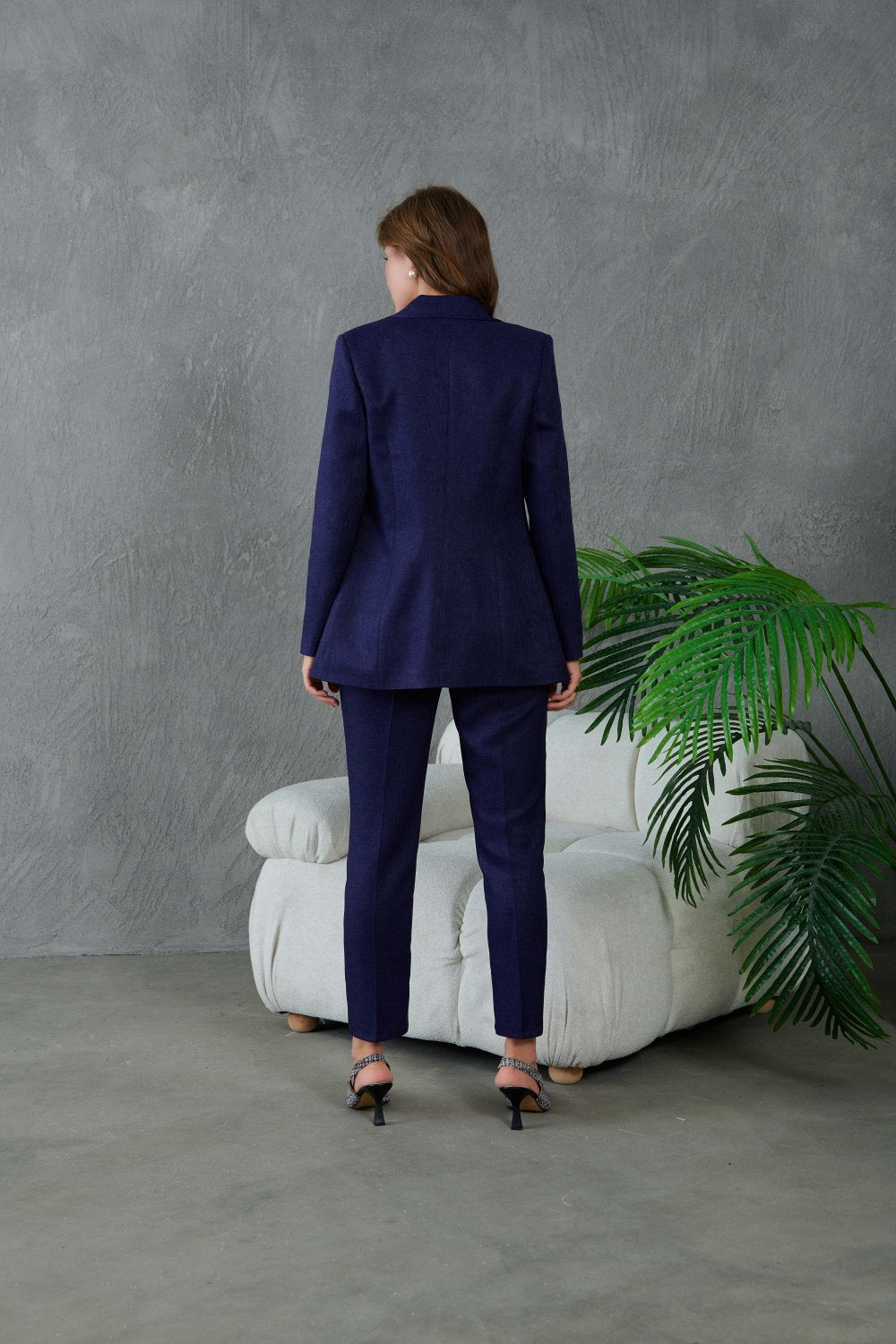 NDL Women Buttoned Stamp Women's Suit Navy Blue - Shelton