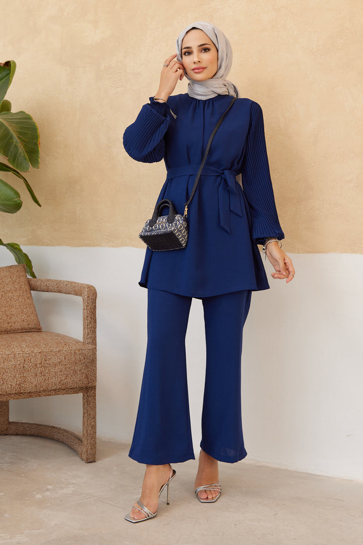 ZRF Women Sleeves Puffy Pants Tunic Set - Indigo - San Antonio