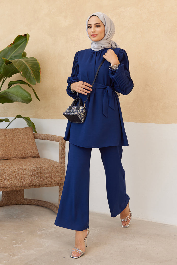 ZRF Women Sleeves Puffy Pants Tunic Set - Indigo - San Antonio