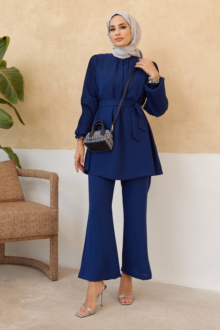 ZRF Women Sleeves Puffy Pants Tunic Set - Indigo - San Antonio