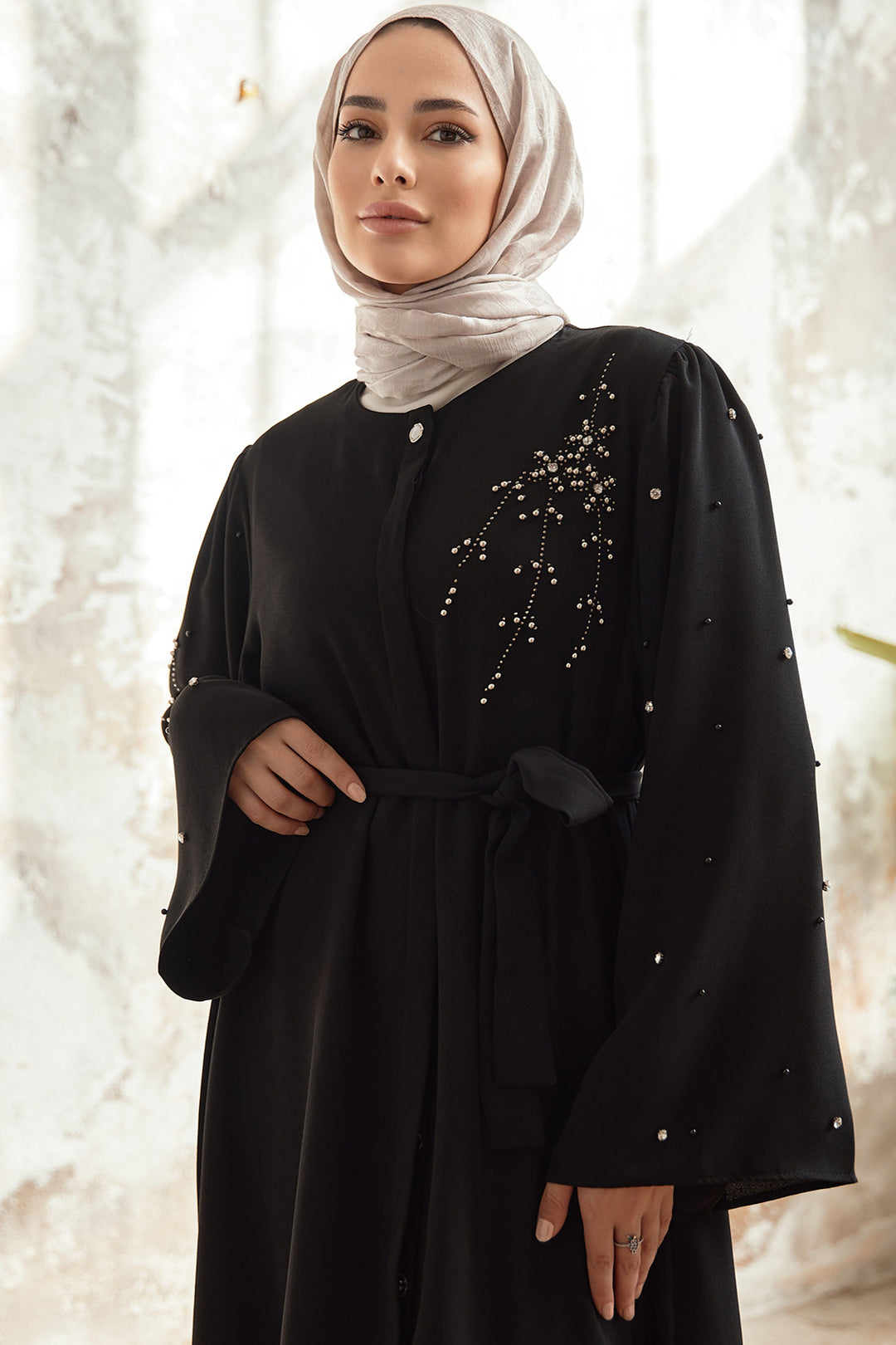 ZRF Women Lena Detailed Embroidered Abaya - Black - Cedar Park