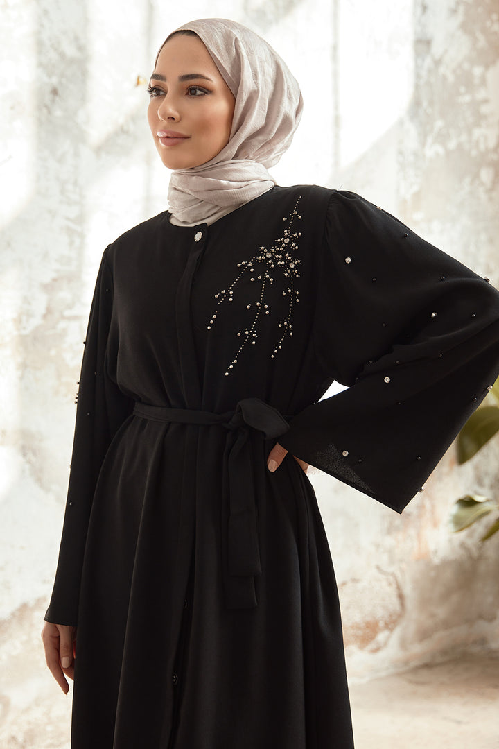 ZRF Women Lena Detailed Embroidered Abaya - Black - Cedar Park