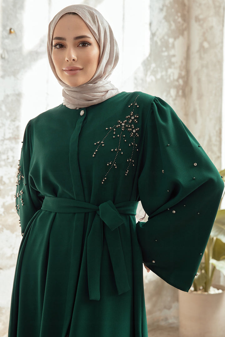 ZRF Women Lena Detailed Embroidered Abaya - Emerald - Maidenhead