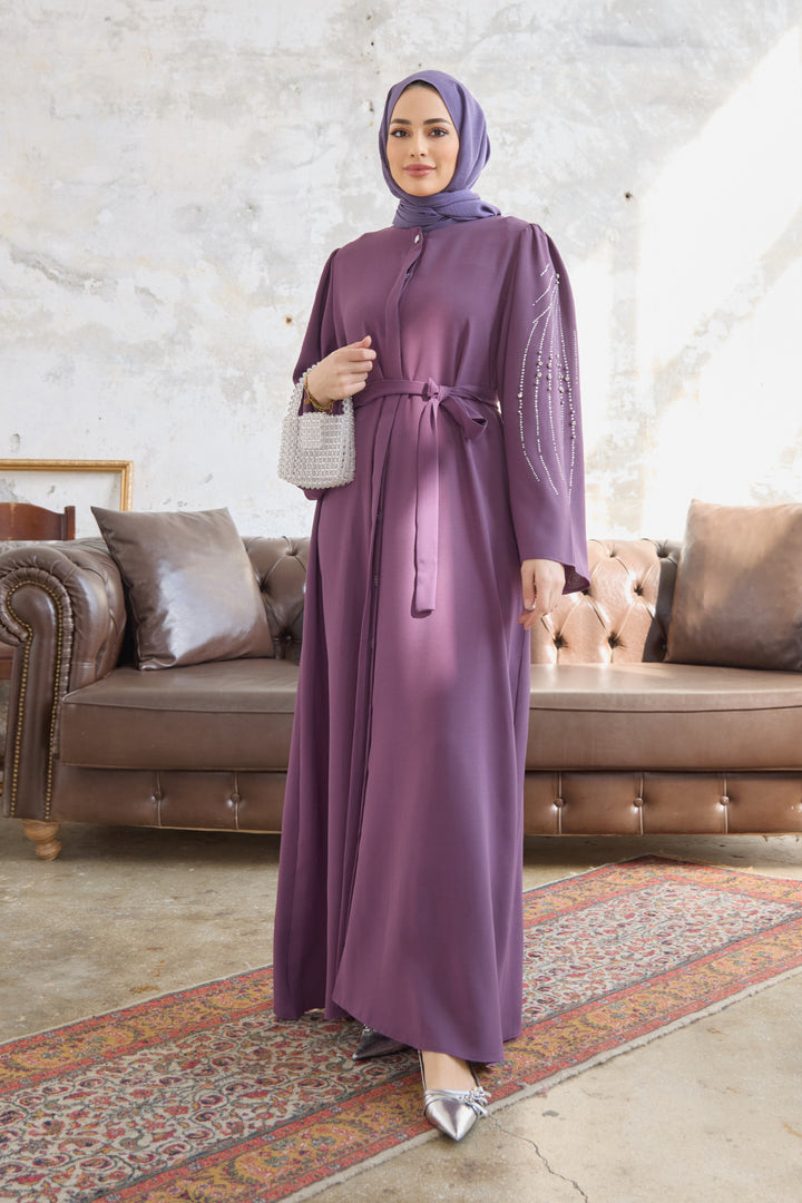 ZRF Women Abaya with Rona Collars - Lilac - Madera