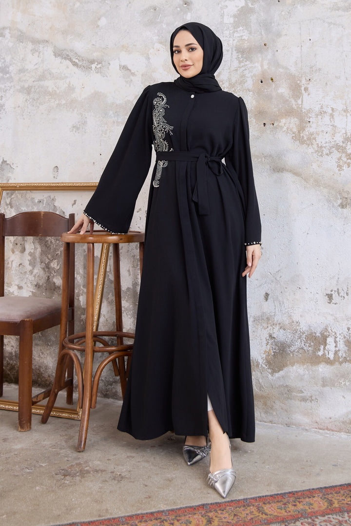 ZRF Women Lora Stone-Embellished Abaya - Black - Avondale